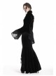 Front Chest Hollow-Out Retro Button Flare Sleeve Lace Cuff Back Lace-Up Black Gothic Velvet Jacket