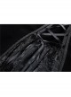 Front Chest Hollow-Out Retro Button Flare Sleeve Lace Cuff Back Lace-Up Black Gothic Velvet Jacket