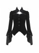 Front Chest Hollow-Out Retro Button Flare Sleeve Lace Cuff Back Lace-Up Black Gothic Velvet Jacket
