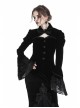 Front Chest Hollow-Out Retro Button Flare Sleeve Lace Cuff Back Lace-Up Black Gothic Velvet Jacket