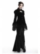 Front Chest Hollow-Out Retro Button Flare Sleeve Lace Cuff Back Lace-Up Black Gothic Velvet Jacket