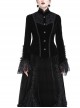 High Collar Front Chest Embroidery Metal Retro Button Flare Sleeve Lace Cuff Black Gothic Velvet Jacket