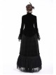 High Collar Front Chest Embroidery Metal Retro Button Flare Sleeve Lace Cuff Black Gothic Velvet Jacket