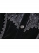 High Collar Front Chest Embroidery Metal Retro Button Flare Sleeve Lace Cuff Black Gothic Velvet Jacket