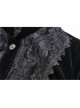 High Collar Front Chest Embroidery Metal Retro Button Flare Sleeve Lace Cuff Black Gothic Velvet Jacket