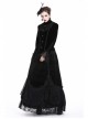 High Collar Front Chest Embroidery Metal Retro Button Flare Sleeve Lace Cuff Black Gothic Velvet Jacket