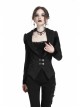 Double Collar Front Metal Hasp Long Sleeve Black Gothic Jacquard Jacket