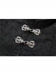 Double Collar Front Metal Hasp Long Sleeve Black Gothic Jacquard Jacket