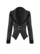 Double Collar Front Metal Hasp Long Sleeve Black Gothic Jacquard Jacket