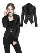Double Collar Front Metal Hasp Long Sleeve Black Gothic Jacquard Jacket