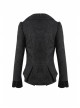 Double Collar Front Metal Hasp Long Sleeve Black Gothic Jacquard Jacket
