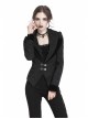 Double Collar Front Metal Hasp Long Sleeve Black Gothic Jacquard Jacket