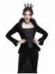 Stand-Up Collar Front Metal Retro Button Long Sleeve Lace Cuff Black Gothic Velvet Jacket