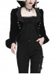Bat Collar Front Chest Lace Frill Metal Nail Long Sleeve Black Gothic Short Jacket