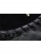 Bat Collar Front Chest Lace Frill Metal Nail Long Sleeve Black Gothic Short Jacket