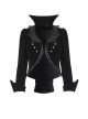 Bat Collar Front Chest Lace Frill Metal Nail Long Sleeve Black Gothic Short Jacket