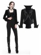 Bat Collar Front Chest Lace Frill Metal Nail Long Sleeve Black Gothic Short Jacket
