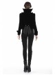 Bat Collar Front Chest Lace Frill Metal Nail Long Sleeve Black Gothic Short Jacket