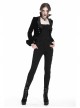 Bat Collar Front Chest Lace Frill Metal Nail Long Sleeve Black Gothic Short Jacket
