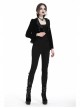 Bat Collar Front Chest Lace Frill Metal Nail Long Sleeve Black Gothic Short Jacket