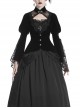 High Collar Front Chest Hollow-Out Lace Metal Retro Buckle Long Sleeve Lace Lace-Up Cuff Black Gothic Velvet Jacket