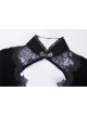High Collar Front Chest Hollow-Out Lace Metal Retro Buckle Long Sleeve Lace Lace-Up Cuff Black Gothic Velvet Jacket