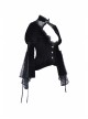 High Collar Front Chest Hollow-Out Lace Metal Retro Buckle Long Sleeve Lace Lace-Up Cuff Black Gothic Velvet Jacket