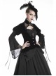 High Collar Front Chest Hollow-Out Lace Metal Retro Buckle Long Sleeve Lace Lace-Up Cuff Black Gothic Velvet Jacket