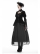 High Collar Front Chest Hollow-Out Lace Metal Retro Buckle Long Sleeve Lace Lace-Up Cuff Black Gothic Velvet Jacket