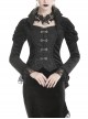 Stand-Up Collar Front Metal Hasp Long Sleeve Black Gothic Velvet Jacket