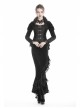 Stand-Up Collar Front Metal Hasp Long Sleeve Black Gothic Velvet Jacket