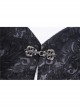 Stand-Up Collar Front Metal Hasp Long Sleeve Black Gothic Velvet Jacket