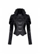 Stand-Up Collar Front Metal Hasp Long Sleeve Black Gothic Velvet Jacket