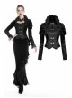 Stand-Up Collar Front Metal Hasp Long Sleeve Black Gothic Velvet Jacket