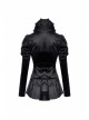Stand-Up Collar Front Metal Hasp Long Sleeve Black Gothic Velvet Jacket