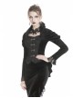 Stand-Up Collar Front Metal Hasp Long Sleeve Black Gothic Velvet Jacket