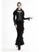 Stand-Up Collar Front Metal Hasp Long Sleeve Black Gothic Velvet Jacket