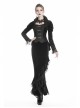 Stand-Up Collar Front Metal Hasp Long Sleeve Black Gothic Velvet Jacket