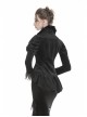 Stand-Up Collar Front Metal Hasp Long Sleeve Black Gothic Velvet Jacket