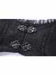Large Frill Collar Front Metal Retro Hasp Long Sleeve Back Waist Lace-Up Black Gothic Jacquard Tailcoat Coat