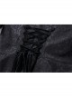 Large Frill Collar Front Metal Retro Hasp Long Sleeve Back Waist Lace-Up Black Gothic Jacquard Tailcoat Coat