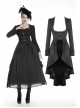 Large Frill Collar Front Metal Retro Hasp Long Sleeve Back Waist Lace-Up Black Gothic Jacquard Tailcoat Coat
