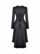 Large Frill Collar Front Metal Retro Hasp Long Sleeve Back Waist Lace-Up Black Gothic Jacquard Tailcoat Coat