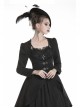 Large Frill Collar Front Metal Retro Hasp Long Sleeve Back Waist Lace-Up Black Gothic Jacquard Tailcoat Coat