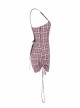 Steam Punk Female Cute Pink High Waist Black Strap Dress