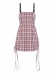 Steam Punk Female Cute Pink High Waist Black Strap Dress