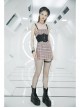 Steam Punk Female Cute Pink High Waist Black Strap Dress