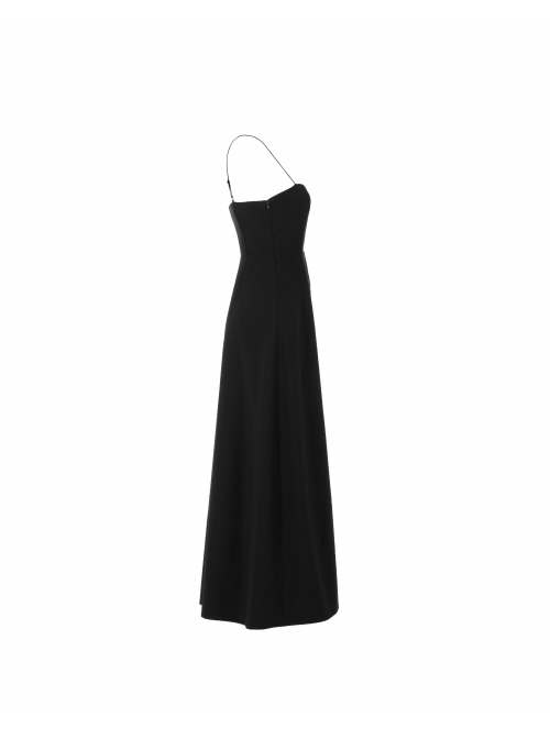 Steam Punk Female Black Hollow Metal Buckle Strap Long Dress
