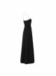 Steam Punk Female Black Hollow Metal Buckle Strap Long Dress