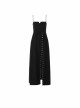 Steam Punk Female Black Hollow Metal Buckle Strap Long Dress